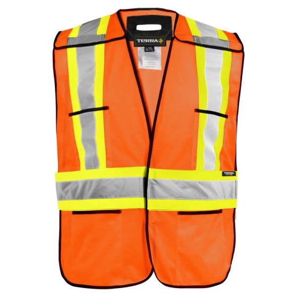 TERRA 116583 Hi-Vis 5 Point Tear Away Vest With Black Binding