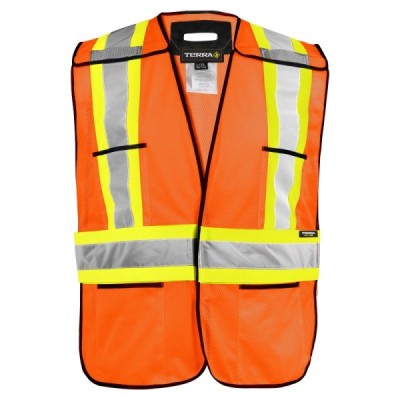 TERRA 116583 Hi-Vis 5 Point Tear Away Vest With Black Binding
