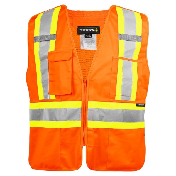 TERRA 116585 Hi-Vis 5 Point Tear Away Vest With Zipper