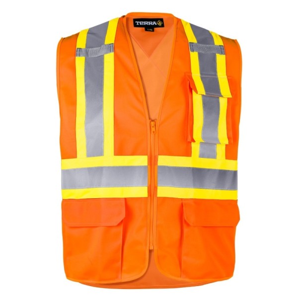 TERRA 116629 HI-VIS SAFETY VEST WITH ZIPPER