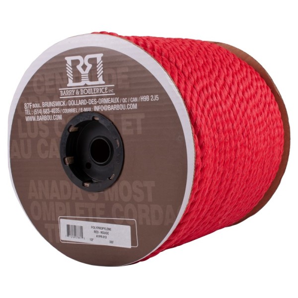 B&B A1PR/038 Ropes,Polypropylene Jumbo, Red, 3/8" X 630'