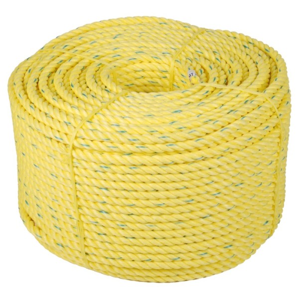 B&B A1PY034/06 Ropes,Polyproyplene Rope, Industrial, Ylw, Tracer, 3 Strand, 3/4" X 600'