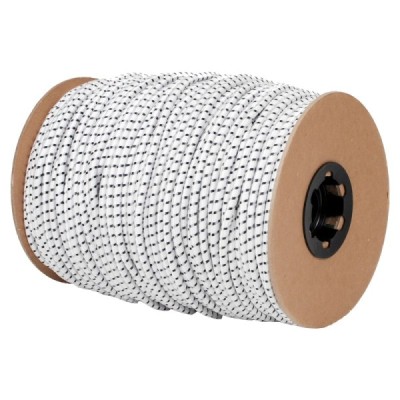 B&B C1CE012/150 Ropes,Shock Cord, Nylon,  1/2" X 150' White With Black Tr.