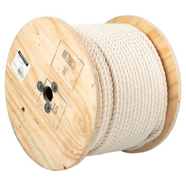 B&B M1CC012/06 Ropes,Cotton Rope, 3 Strand, 1/2" X 600' Wooden Reel