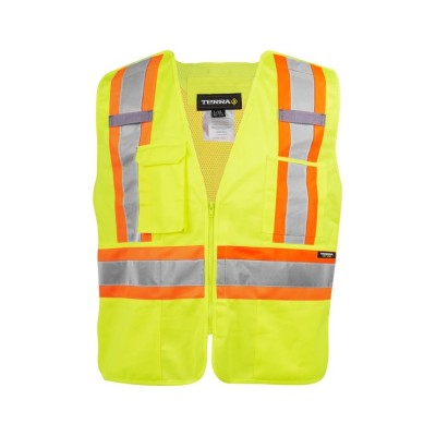 TERRA 116585 Hi-Vis 5 Point Tear Away Vest With Zipper TERRA 116585 Hi-Vis 5 Point Tear Away Vest With Zipper